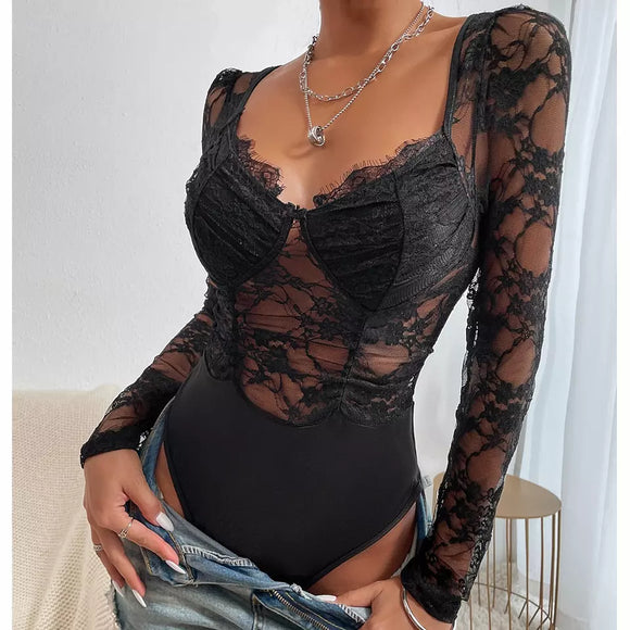 Aliyah Lace Mesh Bodysuit