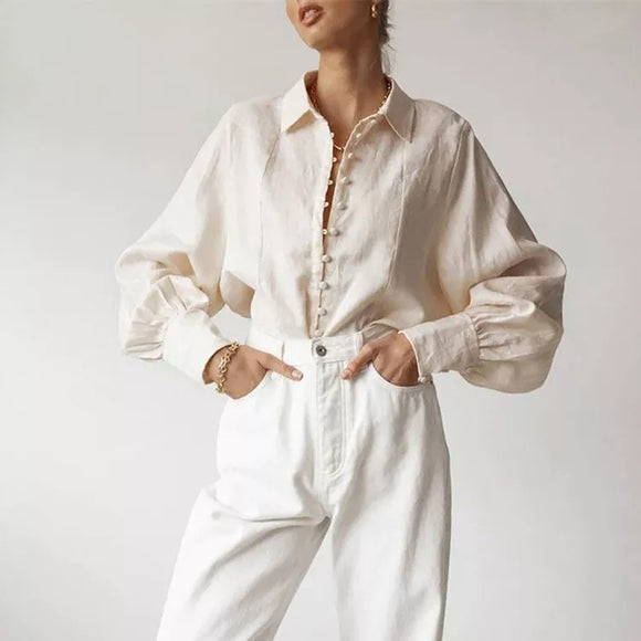 Novea Linen Button-up Blouse-Anonymous The Company