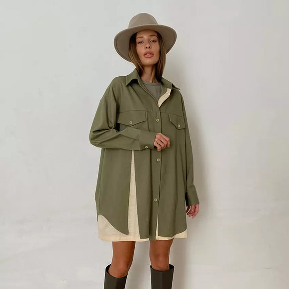 Francesca Two-tone Long Oversized Shirt